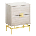 Monarch Specialties 24 H Accent End Table with Gold Metal Base - Beige