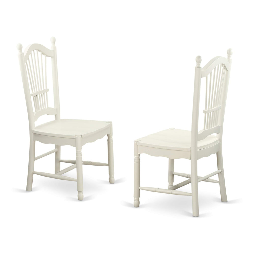 East West Furniture Avdo7-Lwh-W 7 Piece Kitchen Table & Chairs Set Consist Of An Oval Dining Room Table With Butterfly Leaf And 6 Dining Chairs, 42X60 Inch, Linen White