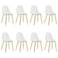 Baysitone Clear Dining Chairs Set Of 8, Modern Kitchen Chairs With Transparent Seat, Acrylic Accent Side Chairs With Plating Met