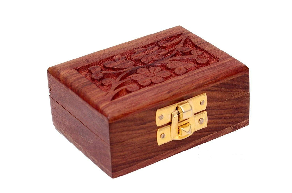 ISKA Beautiful Wooden Small Storage Box and Pouch Bag for Jewellery/Gifts/Showcase