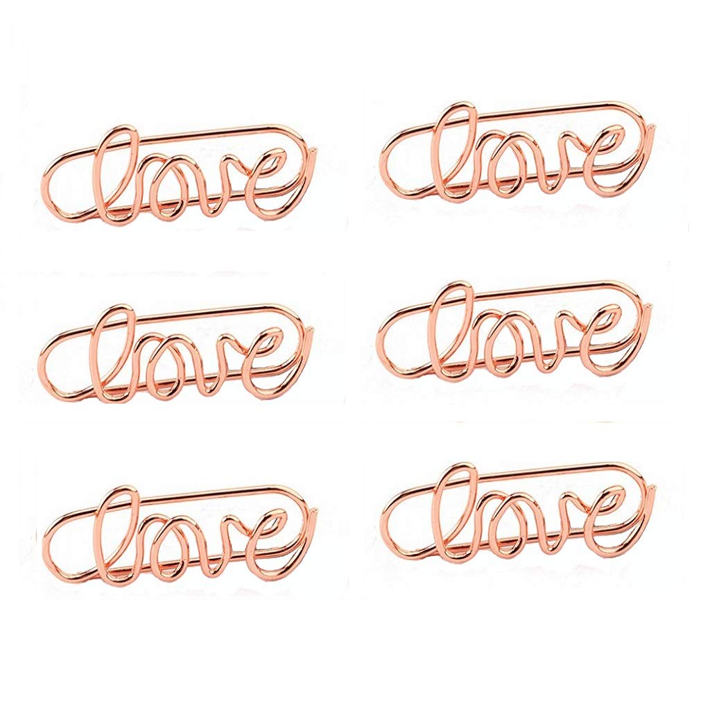 Janou Love Paper Clips Metal Card File Note Clips For Office School Wedding Decoration Pack 20Pcs