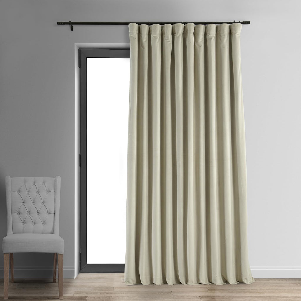 Hpd Half Price Drapes Signature Velvet Thermal Blackout Curtains For Living Room 96 Inch Long (1 Panel) Rod Pocket Insulated Blackout Curtains For Bedroom Window Curtains, 100W X 96L, Cool Beige