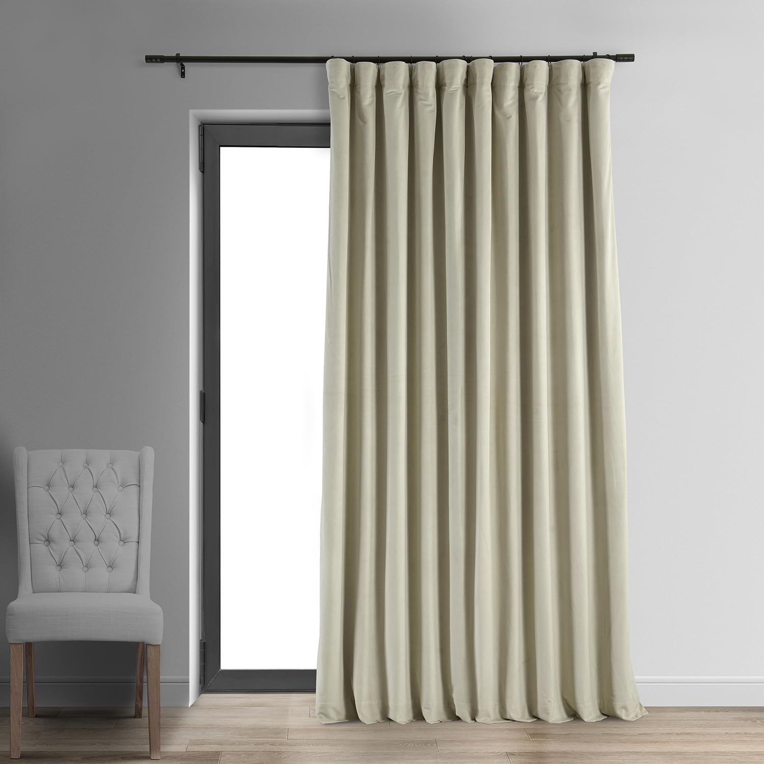 Hpd Half Price Drapes Signature Velvet Thermal Blackout Curtains For Living Room 96 Inch Long (1 Panel) Rod Pocket Insulated Blackout Curtains For Bedroom Window Curtains, 100W X 96L, Cool Beige