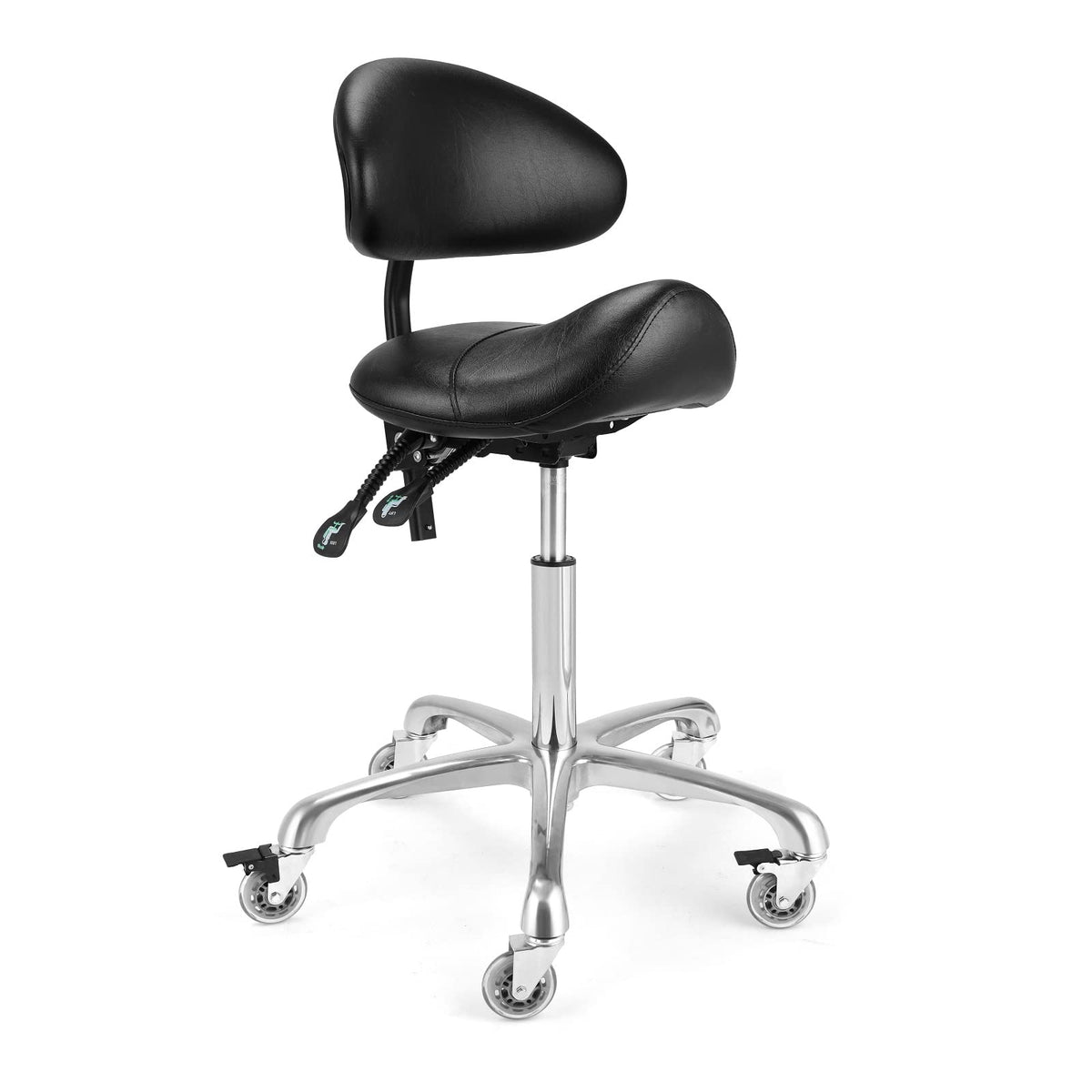 Saddle Stool Chair With Back Support - Ergonomic Rolling Saddle Stools With Wheels Heavy Duty Hydraulic Swivel Adjustable Stool