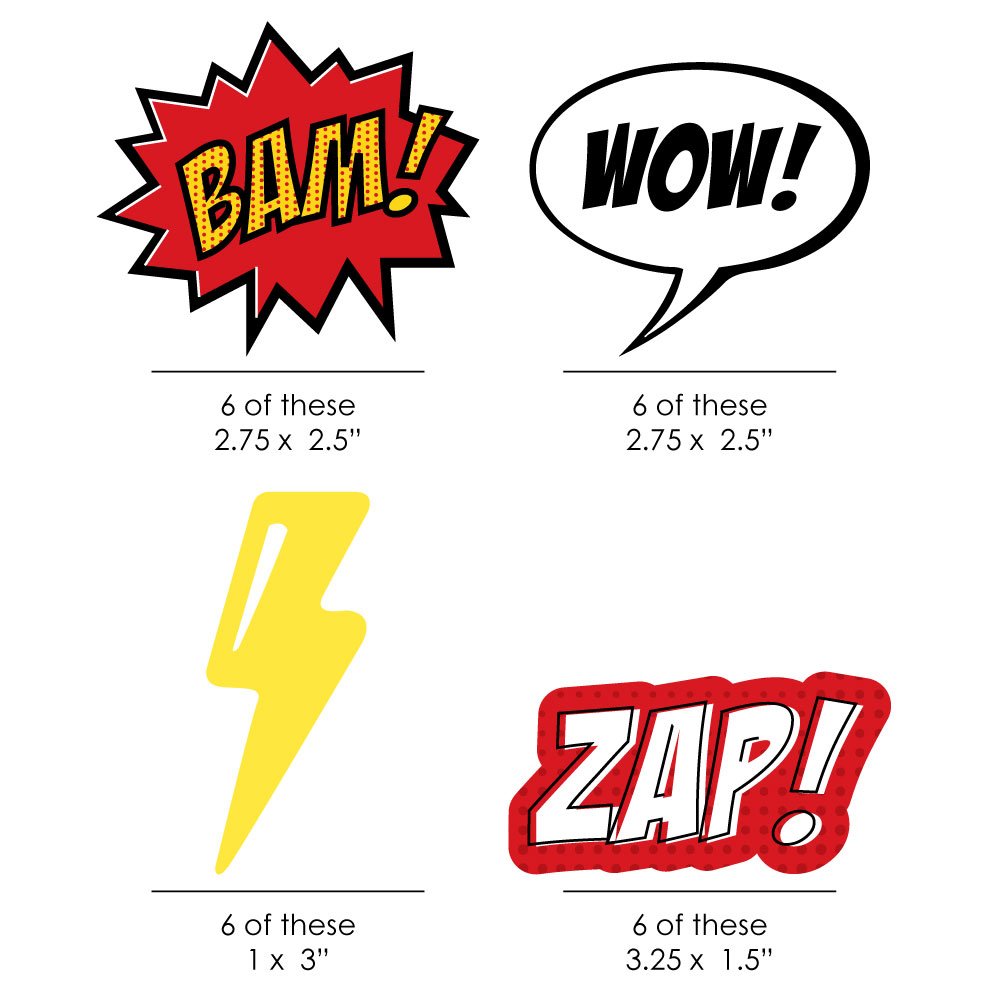 Big Dot Of Happiness Bam Superhero - Diy Shaped Baby Shower Or Birthday Party Cut-Outs - 24 Count