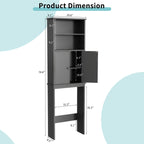 Shintenchi Over The Toilet Storage Cabinet, Bathroom Above The Toilet Rack, Bathroom Adjustable Shelf Organizer With Open Bottom Bar And Anti-Tip Device, Gray