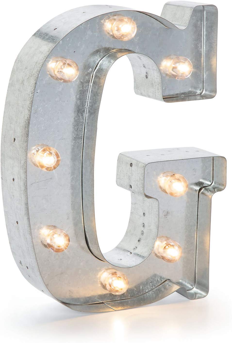 Darice SS-DAR-5915-708 Silver Metal Marquee Letter - G-9.87 Tall, Galvanized Finish
