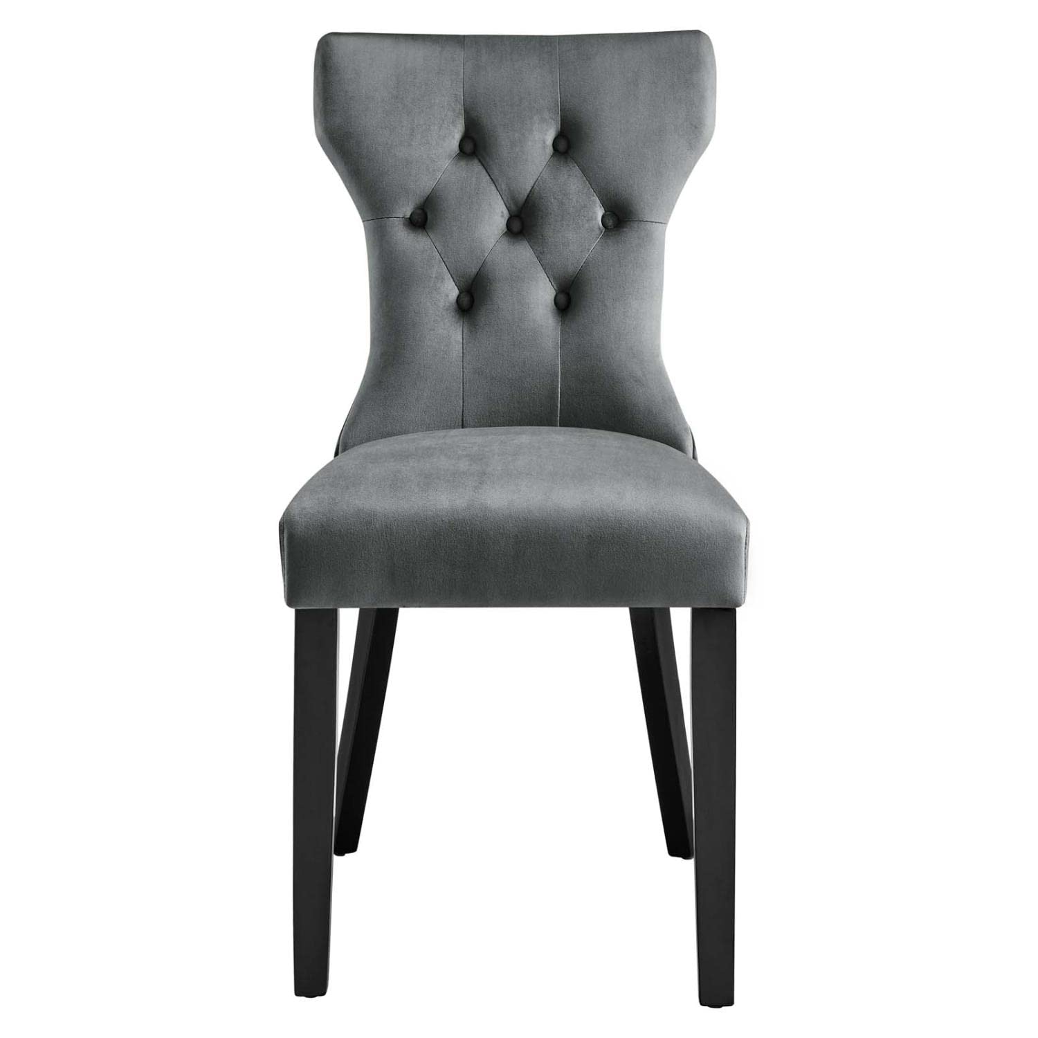 Modway Silhouette Velvet Set Of 2 Dining Chairs With Gray Finish Eei-5014-Gry
