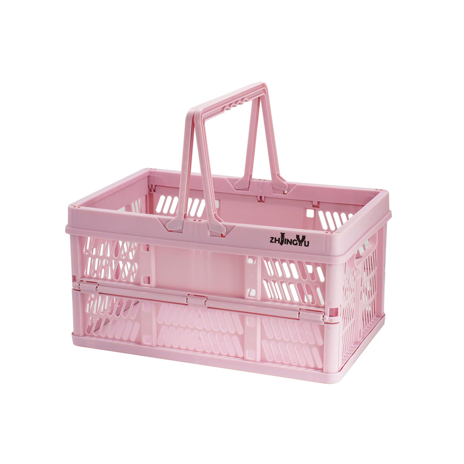 Zhjingyu Crates For Storage,Plastic Baskets For Organizing,Collapsible Shopping Basket,20L Foldable Crate With Handles,Car Milk