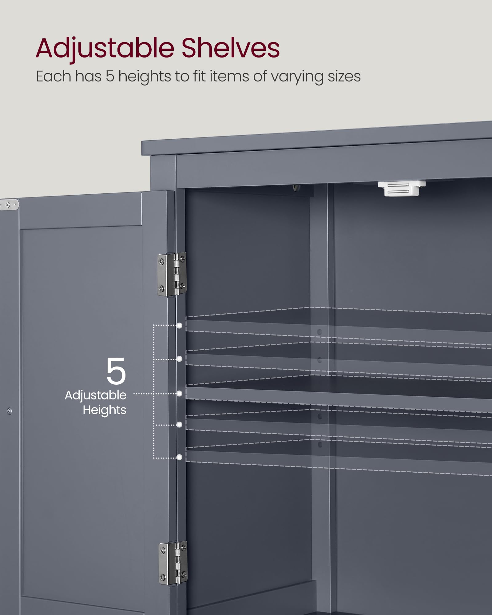 Vasagle Bathroom Floor Storage Cabinet, Bathroom Storage Unit, Freestanding Cabinet With 4 Doors, Adjustable Shelves, 11.8 X 23.6 X 43.3 Inches, Slate Gray Ubbc552G01