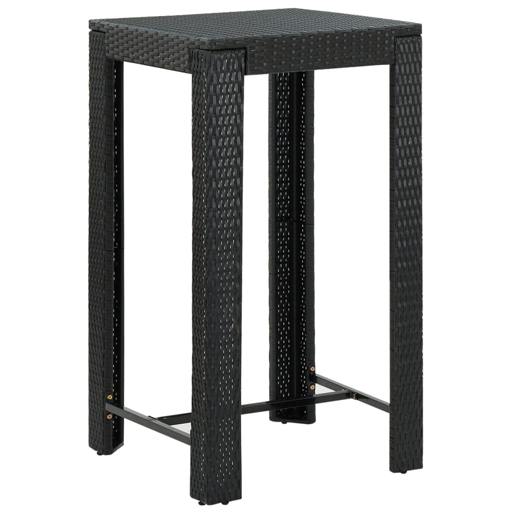 vidaXL Patio Bar Table - Modern Square Design, PE Poly Rattan, 23.8&quot;x23.8&quot;x43.5&quot;, Suitable for Indoor and Outdoor Use - Black