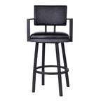HomeRoots Vintage Black Faux Leather 26' Vintage Black on Black Faux Leather Rectangular Swivel Barstool