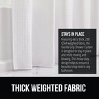 Gorilla Grip Waffle Shower Curtain, Thick Weighted Fabric, Wrinkle And Rust Resistant, Classic Hotel Quality Design, Heavy Duty Long Curtains For Bathroom Showers, Bath Tubs, Machine Wash, 72X72 White