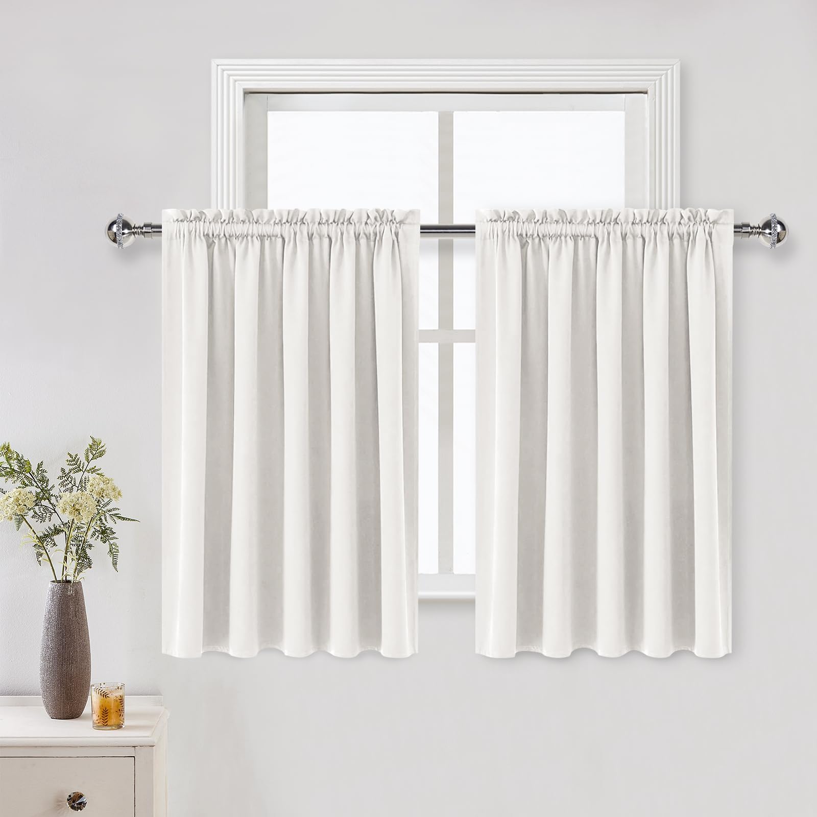 Dwcn Blackout Curtains For Living Room Thermal Insulated, Energy Saving & Noise Reducing Bedroom Curtains, Ivory, W 52X L 36 Inc