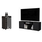 Harvey 2 Piece Living Room Set, Tv Stand + Bar Cart, Black/Espresso