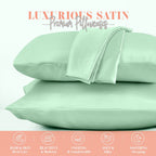 Elegant Comfort Silky And Luxurious 2-Piece Satin Pillowcase Set For Healthier Skin And Hair, Hidden Zipper Closure And Beautifully Packaged, Satin Pillowcase Set, King, Mint Green