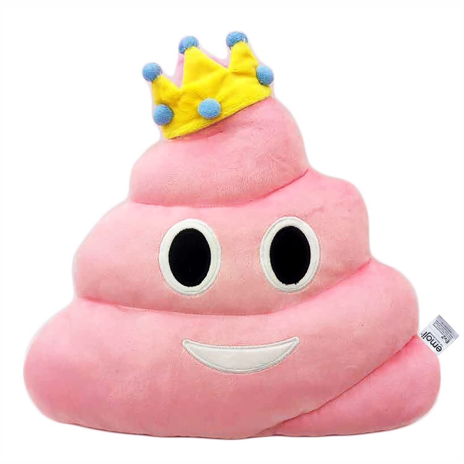Evz Emoji Crown Poo Face Emoticon Cushion Stuffed Plush Soft Pillow, Official Certified, 35Cm Pink