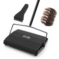 JEHONN Carpet Floor Sweeper Manual with Horsehair, Non Electric Quite Rug Roller Brush Push for Cleaning Pet Hair, Loose Debris,