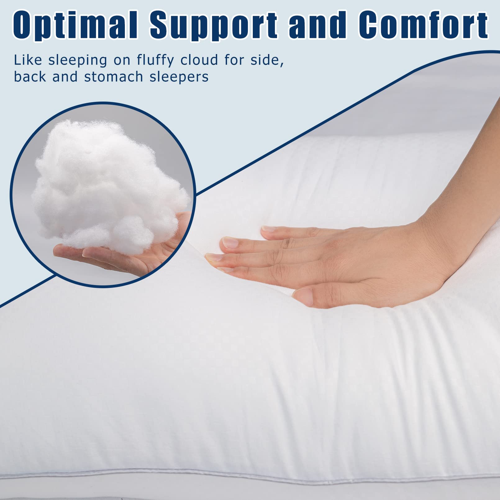 Bed Pillows For Sleeping 2 Pack, Standard Size Pillows Set Of 2,Down Alternative Filling, Pillow For Back, Stomach Or Side Sleep