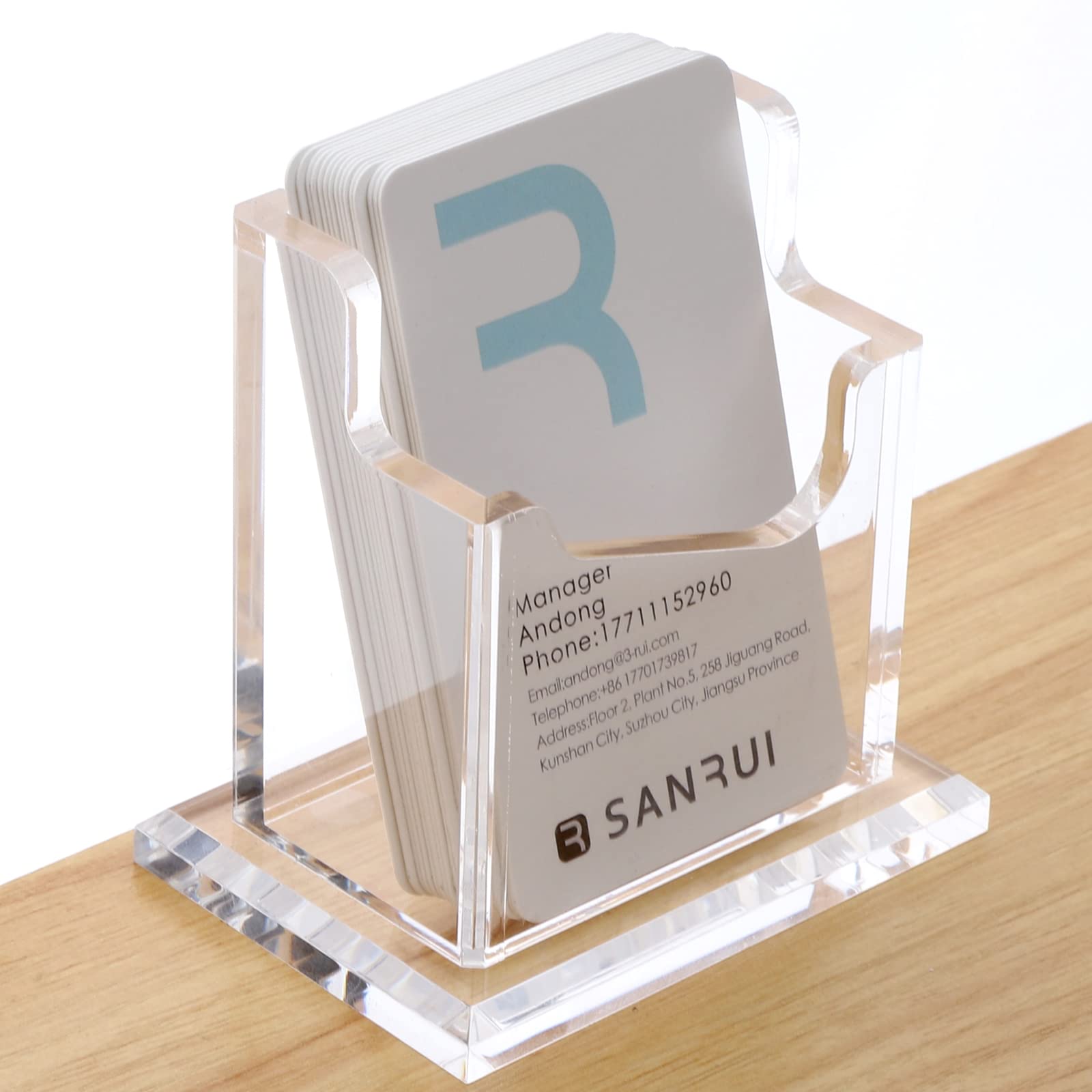 Sanrui Acrylic Business Card Holder For Desk,Vertical Business Card Display Clear Business Card Organizer