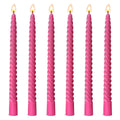 6 Pack 10 Inch Hot-Pink Spiral Taper Candles for Christmas and Holiday Home Decoration, Unscented Dripless Twisted Candlesticks 
