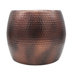 Benjara 20 Inch Classic Iron Low Accent Table, Round Top, Drum Shape, Brown