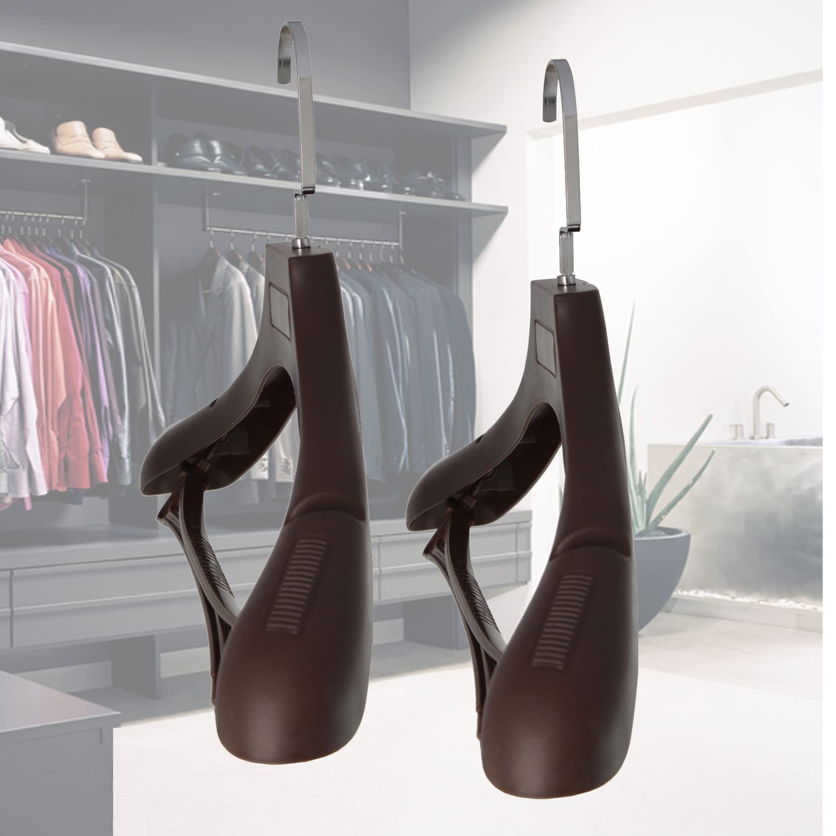 Plastic Extra Wide Suit Hangers, Pack Of 15, Width: 17.7'',Notched Shoulders & Swivel Hooks, Brown