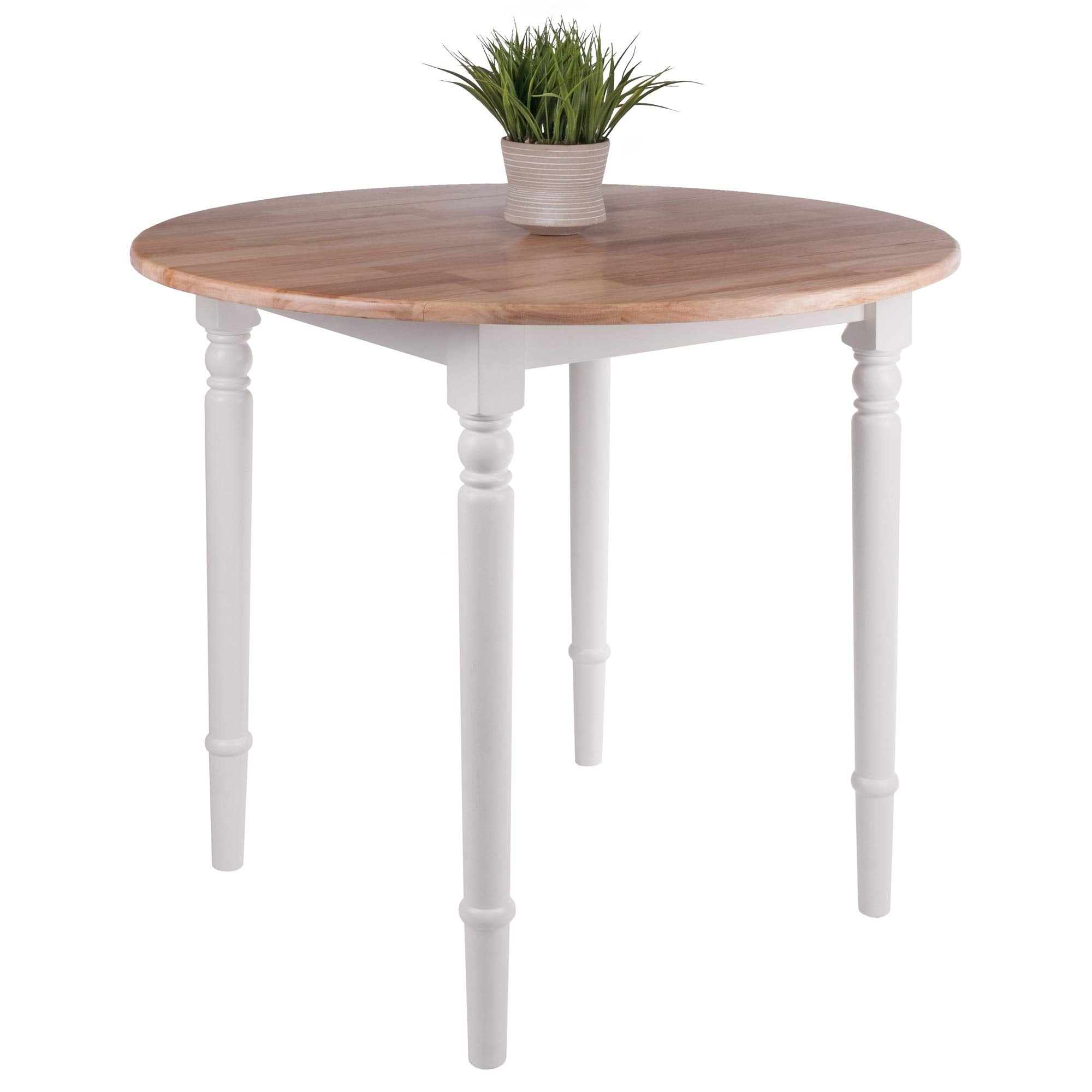 Winsome Wood Sorella Round Drop Leaf Table, Natural & White