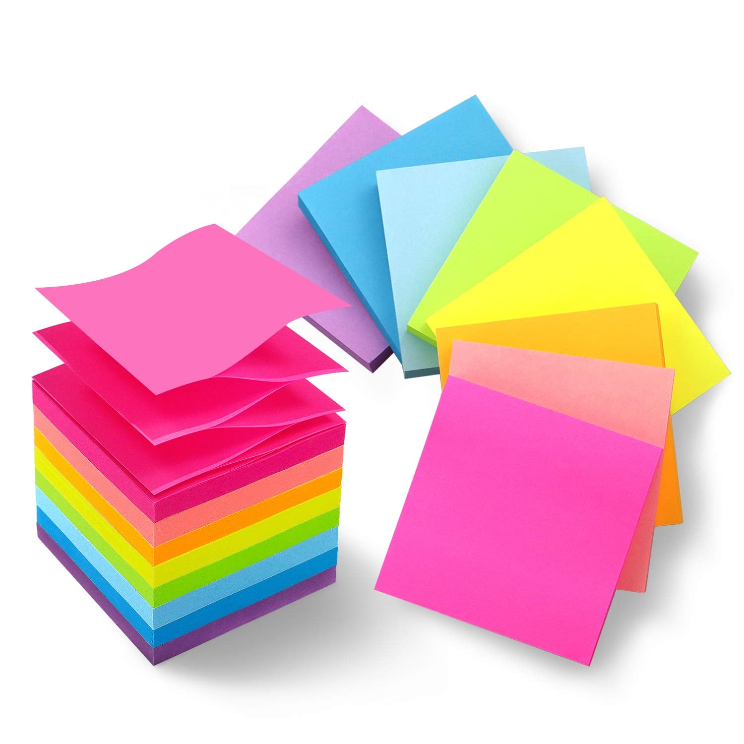 8 Pads Pop Up Sticky Notes 3X3 Refills Bright Colors Self-Stick Notes Pads Super Adhesive Sticky Notes Great Value Pack