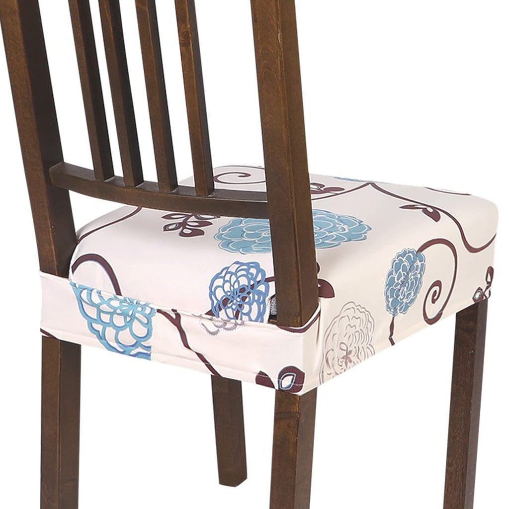 Searchi Stretch Dining Chair Seat Covers Set Of 6, Soft Removable Washable Seat Covers For Dining Chairs, Dining Room Seat Cover Protector (Rear-Covered, Ball Flower)