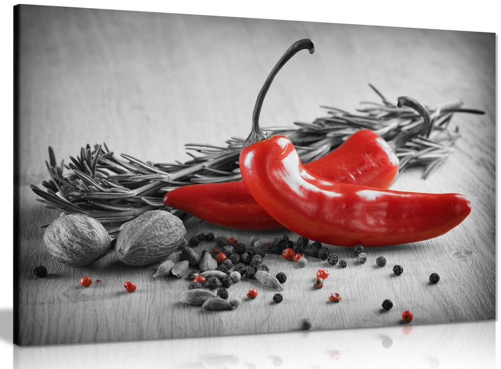 Herbs & Spices Kitchen Canvas Wall Art Picture Print (30x20in)