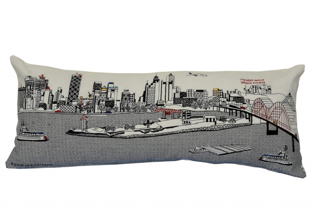 HomeRoots Cream 35' White Memphis Daylight Skyline Lumbar Decorative Pillow