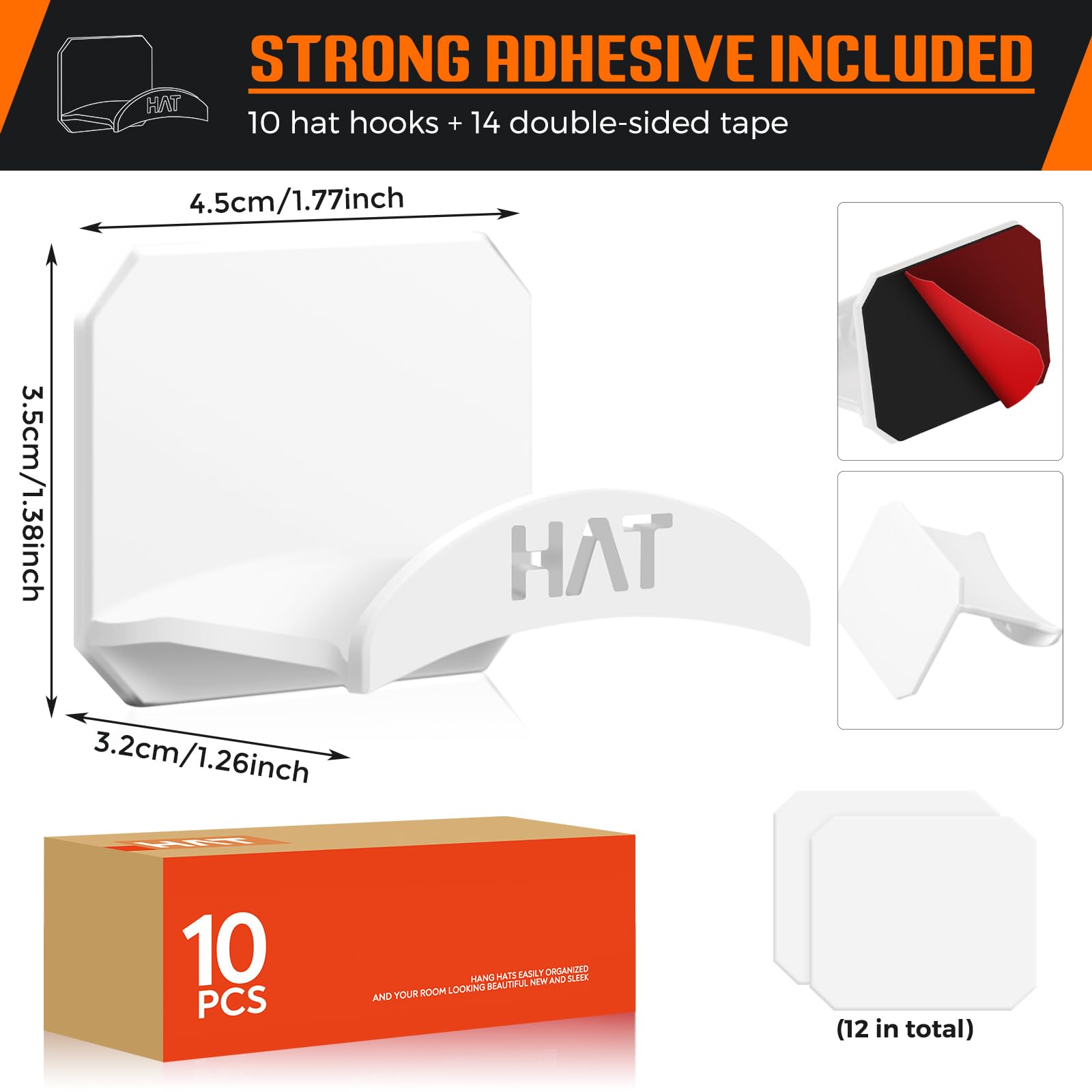 Joylivecy 10 Pack Hat Racks For Baseball Caps, Fashion Self-Adhesive Hat Hooks For Boys Girls Room Decor, Hat Hanger For Boys Ro