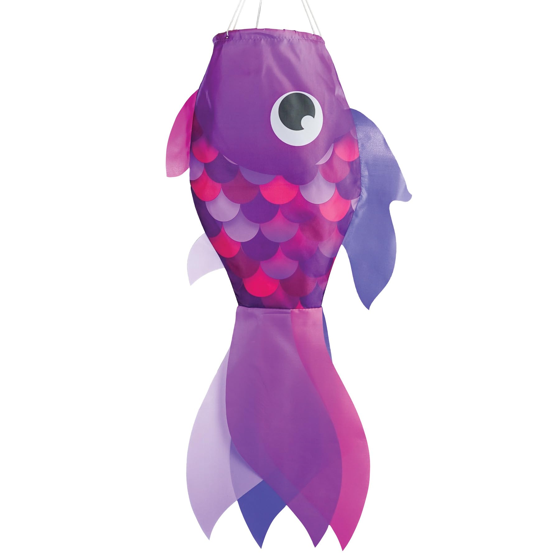In The Breeze 5223 - 30-Inch Lavender Damsel Fish - Colorful Purple Fishsock Hanging Garden Decor With Detailed Printed Graphics