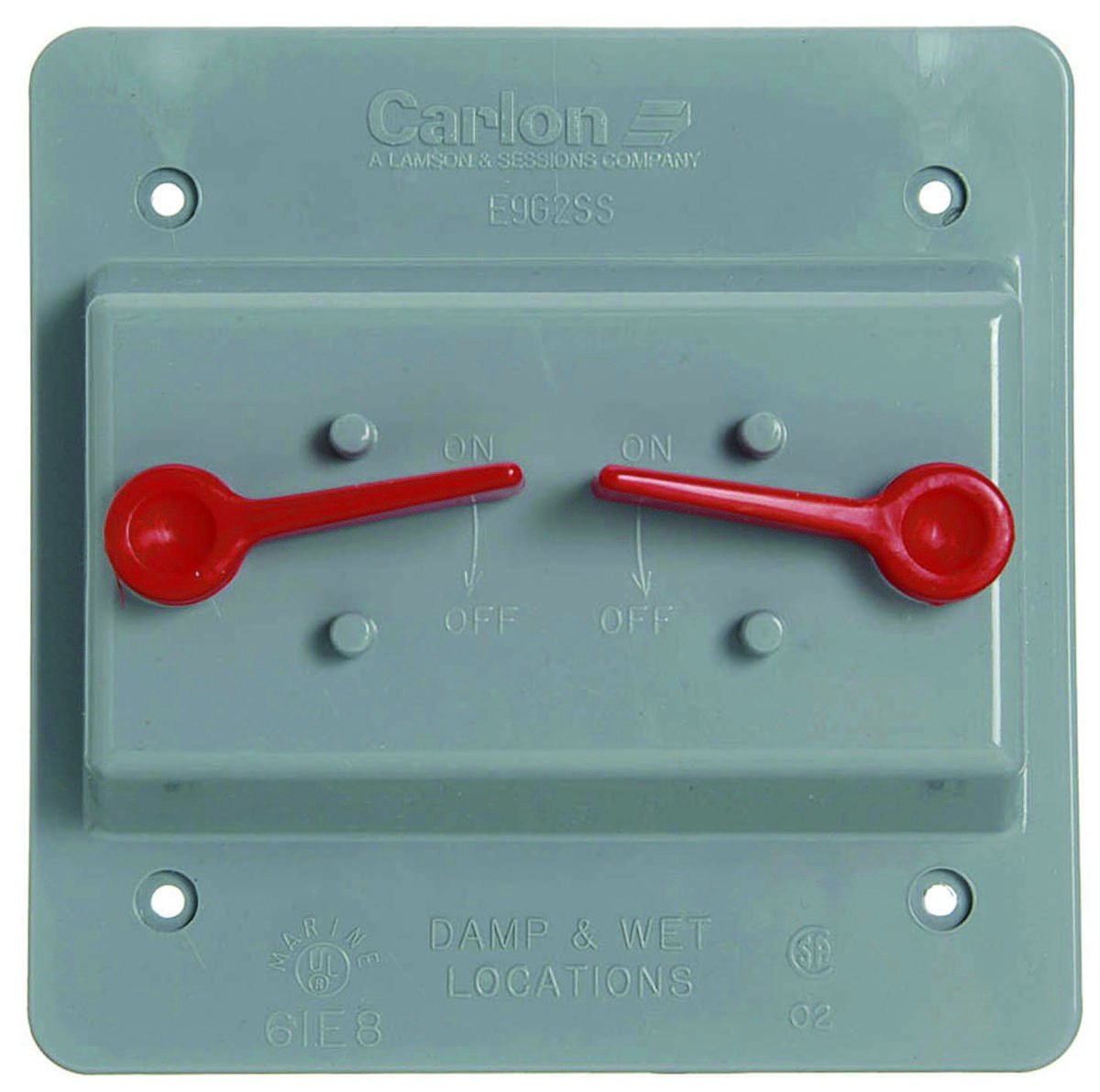 Thomas & Betts E9G2Ssn Polycarbonate 2-Gang Weatherproof Non-Metallic Box Cover 4.84 Inch X 4.84 Inch X 1.84 Inch Carlon