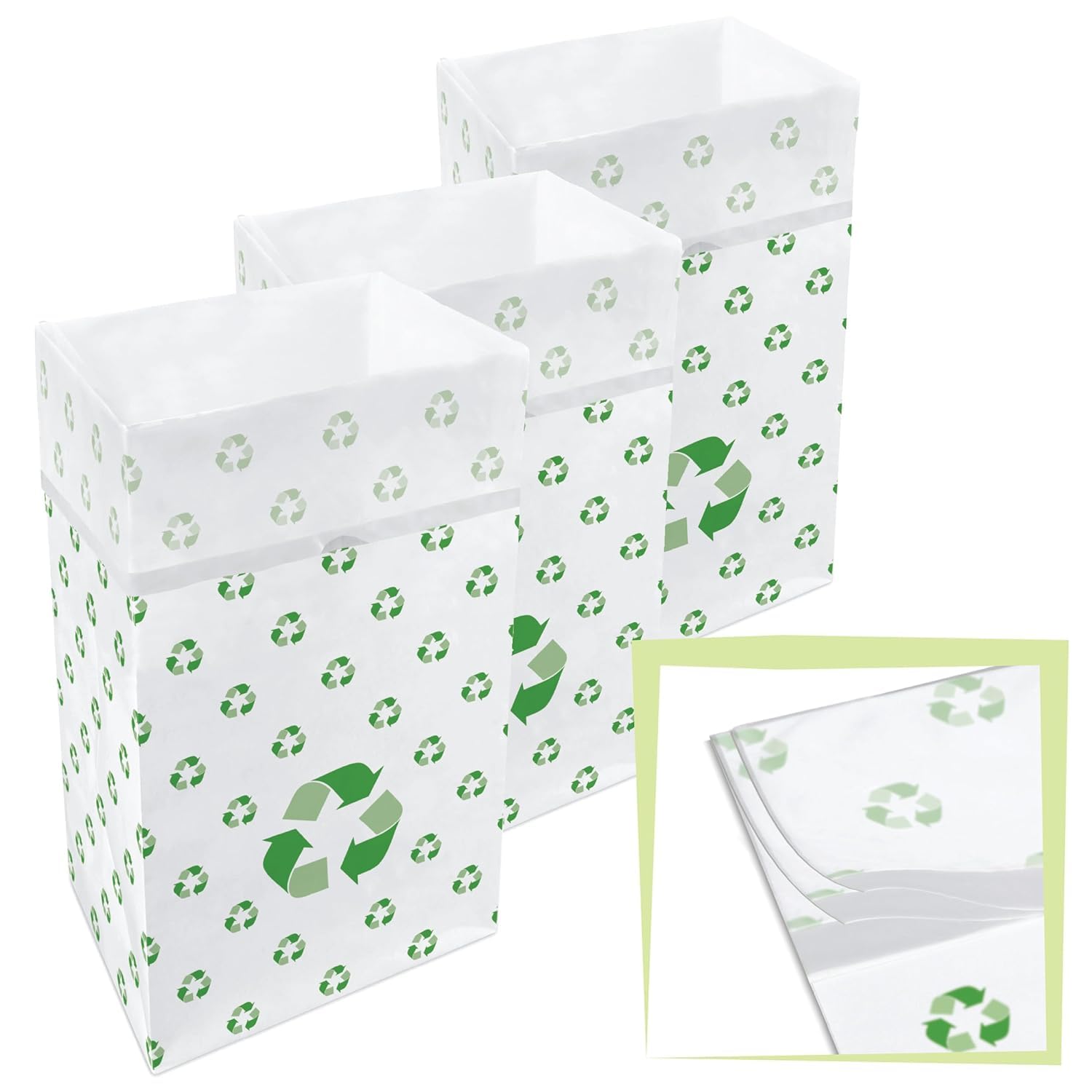 Clean Cubes 30 Gallon Multi-Liner Disposable Trash Cans (3-Pack). Reusable Garbage and Recycling Bins for Parties, Events, and M