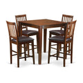 East West Furniture VERN5-MAH-LC 5 Piece Kitchen Counter Set Includes a Square Dining Room Table and 4 Faux Leather Upholstered Dining Chairs, 36x36 Inch, Mahogany