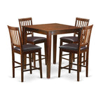 East West Furniture VERN5-MAH-LC 5 Piece Kitchen Counter Set Includes a Square Dining Room Table and 4 Faux Leather Upholstered Dining Chairs, 36x36 Inch, Mahogany