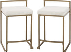 Crosley Furniture Harlowe Upholstered Seat Counter Height Bar Stools Set of 2, Kitchen and Dining, Crème and Gold