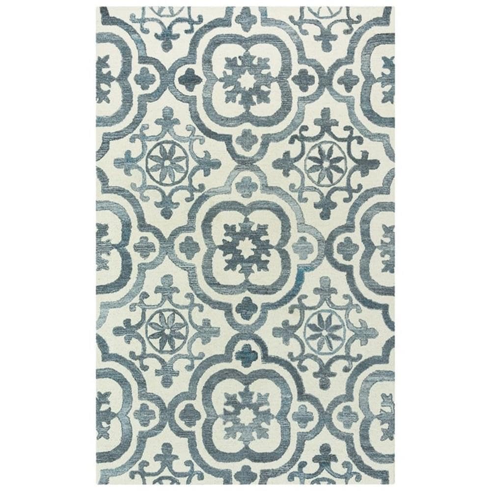 Rizzy Home Alora Decor Neo 7'6"X9'6" Scroll Ivory/Blue Hand-Tufted Area Rug
