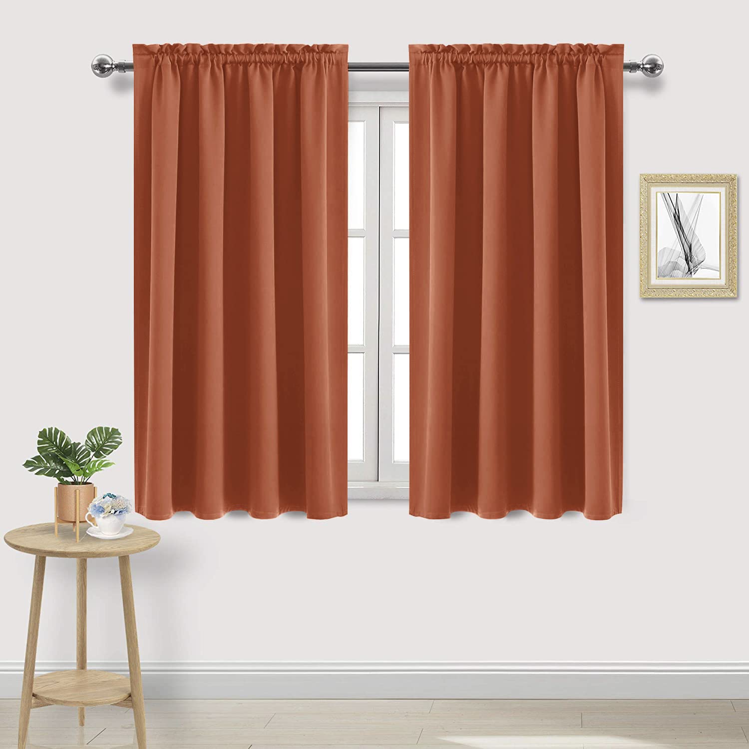 Dwcn Blackout Curtains Thermal Insulated, Energy Saving & Noise Reducing Bedroom And Living Room Curtains, Burnt Ochre, W 52X L