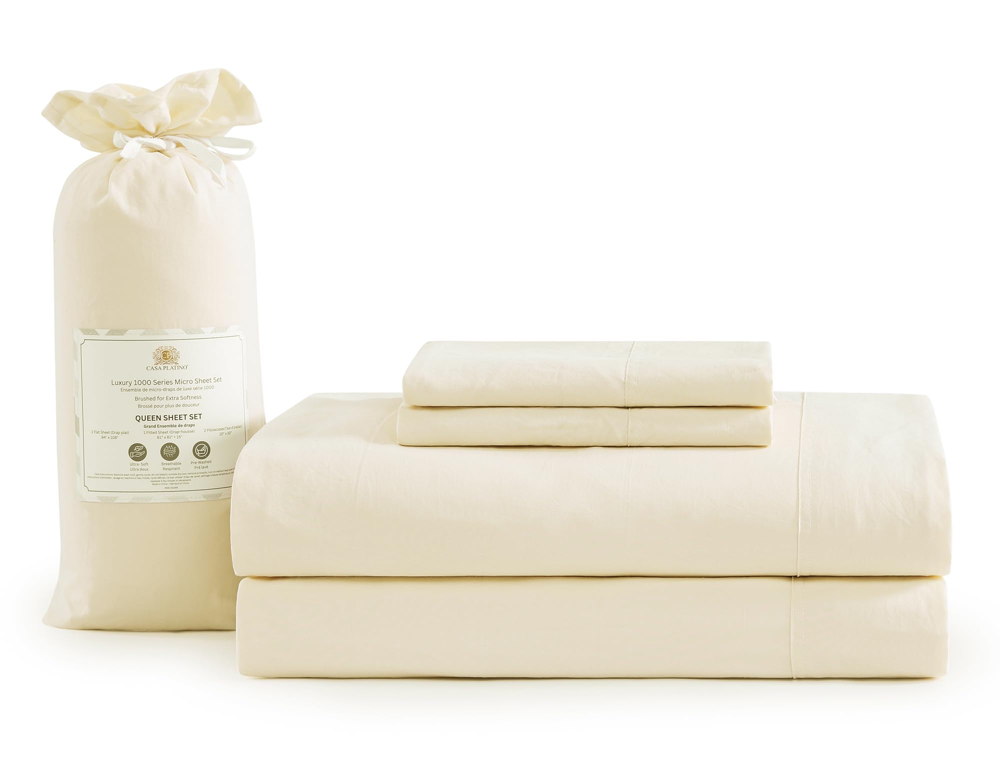 Casa Platino California King Size Bed Set, Cozy California King Sheet, Soft Deep California King Sheet Sets, Pre-Washed Bed Set