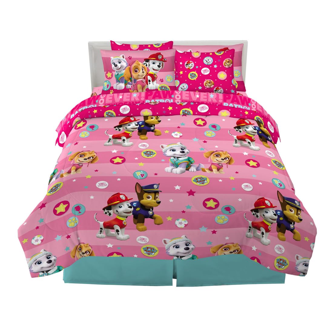 Franco Paw Patrol Girl Skye Kids Bedding Super Soft & Cozy Reverisble Microfiber Comforter And Sheet Set With Sham, 7 Piece Quee