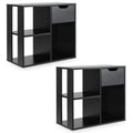 Giantex 3 Cube Bookcase with Drawer Set of 2, 2 Tier Bookshelf for Small Spaces, Modern Freestanding Display Rack with Open Shel