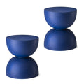 Glitzhome Outdoor Side Tables Set Of 2, Heavy Duty Patio Sturdy Faux Terrazzo Decorative Garden Stool Planter Stand For Indoor Covered Outdoor, 17.75' H, Cobalt Blue