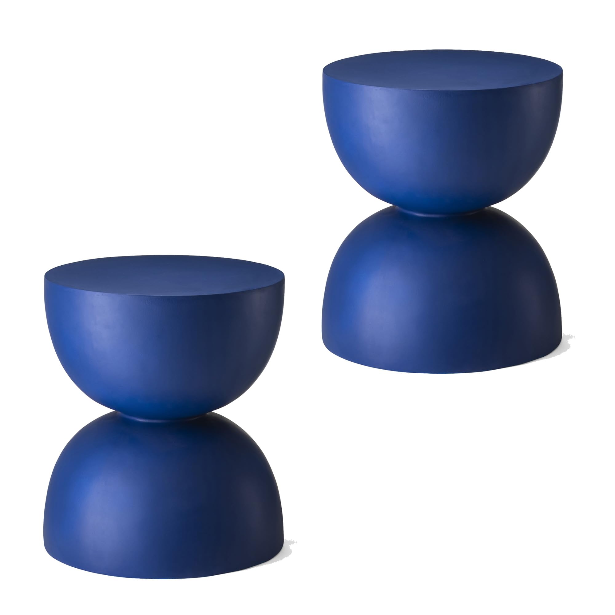 Glitzhome Outdoor Side Tables Set Of 2, Heavy Duty Patio Sturdy Faux Terrazzo Decorative Garden Stool Planter Stand For Indoor Covered Outdoor, 17.75' H, Cobalt Blue