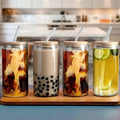 Smaruti Round Can With Wooden Lid & Straw  Stylish, EcoFriendly Design, Perfect For Beverages, LeakProof, Durable, Ideal For 