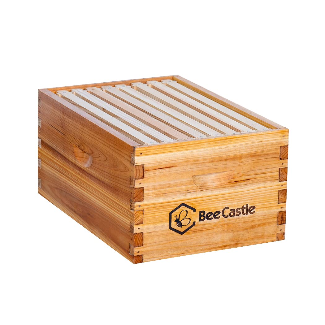 Heavy Wax Coated Langstroth Unassembled Deep/Brood Box With Frames And Beeswax Coated Foundation Sheet (8 Frame)