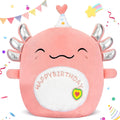 Titqwop 14' Happy Birthday Axolotl Plush Axolotl Stuffed Animal Pillow Cute Axolotl Toy Gift For Kids Boys Girls