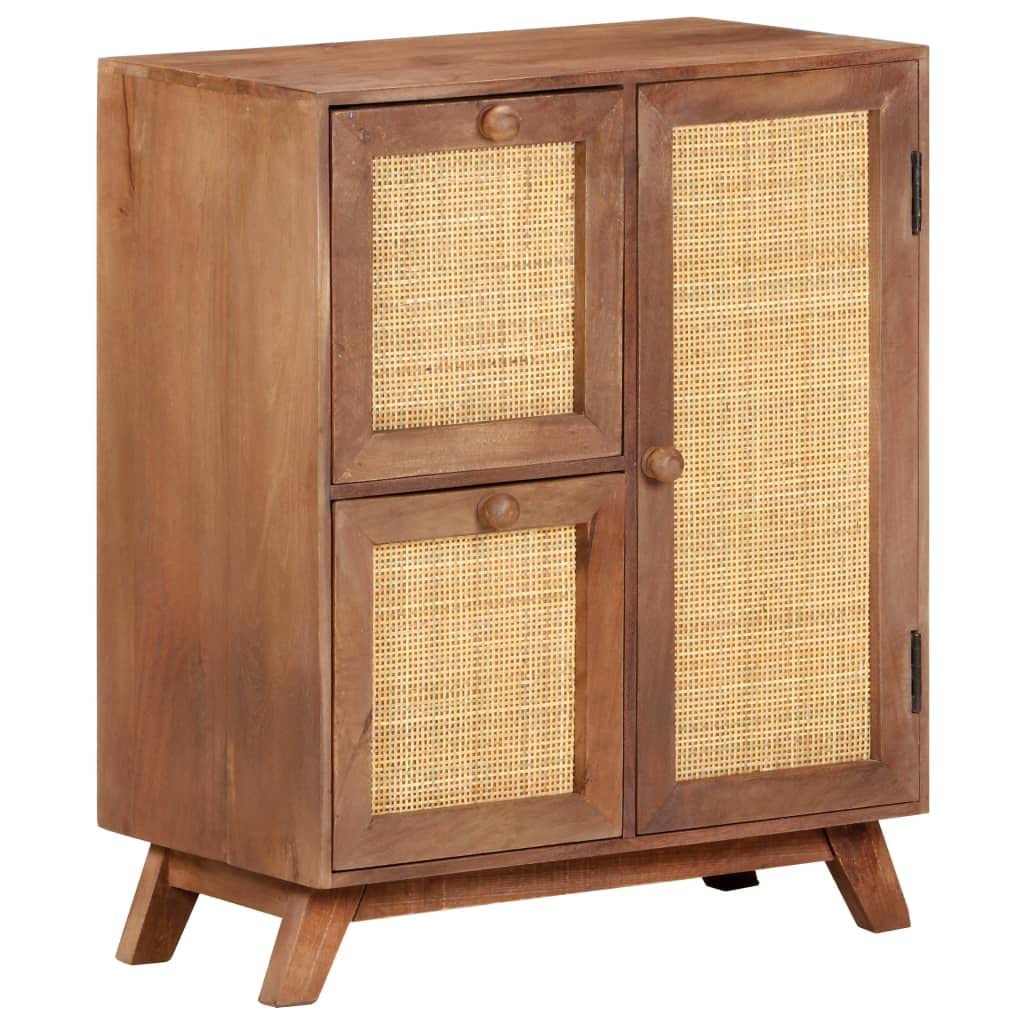 vidaXL Bohemian Style Sideboard with Ample Storage Space - 23.6&quot;x13.8&quot;x29.5&quot; - Made of Durable Solid Mango Wood with A Wheat Finish